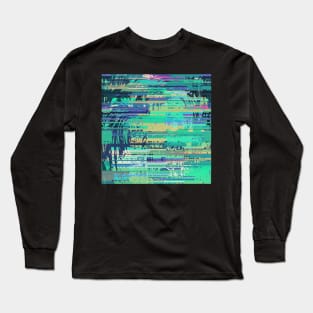 Blue Glitch Long Sleeve T-Shirt